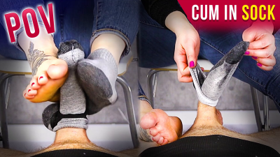 Sockjobs With Ballbusting And Footjob POV Cum In My Sock