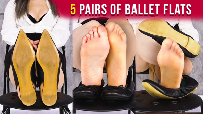 5 Pairs Of Well-Worn Ballet Flats Shoes Fetish Shoeplay Dangling
