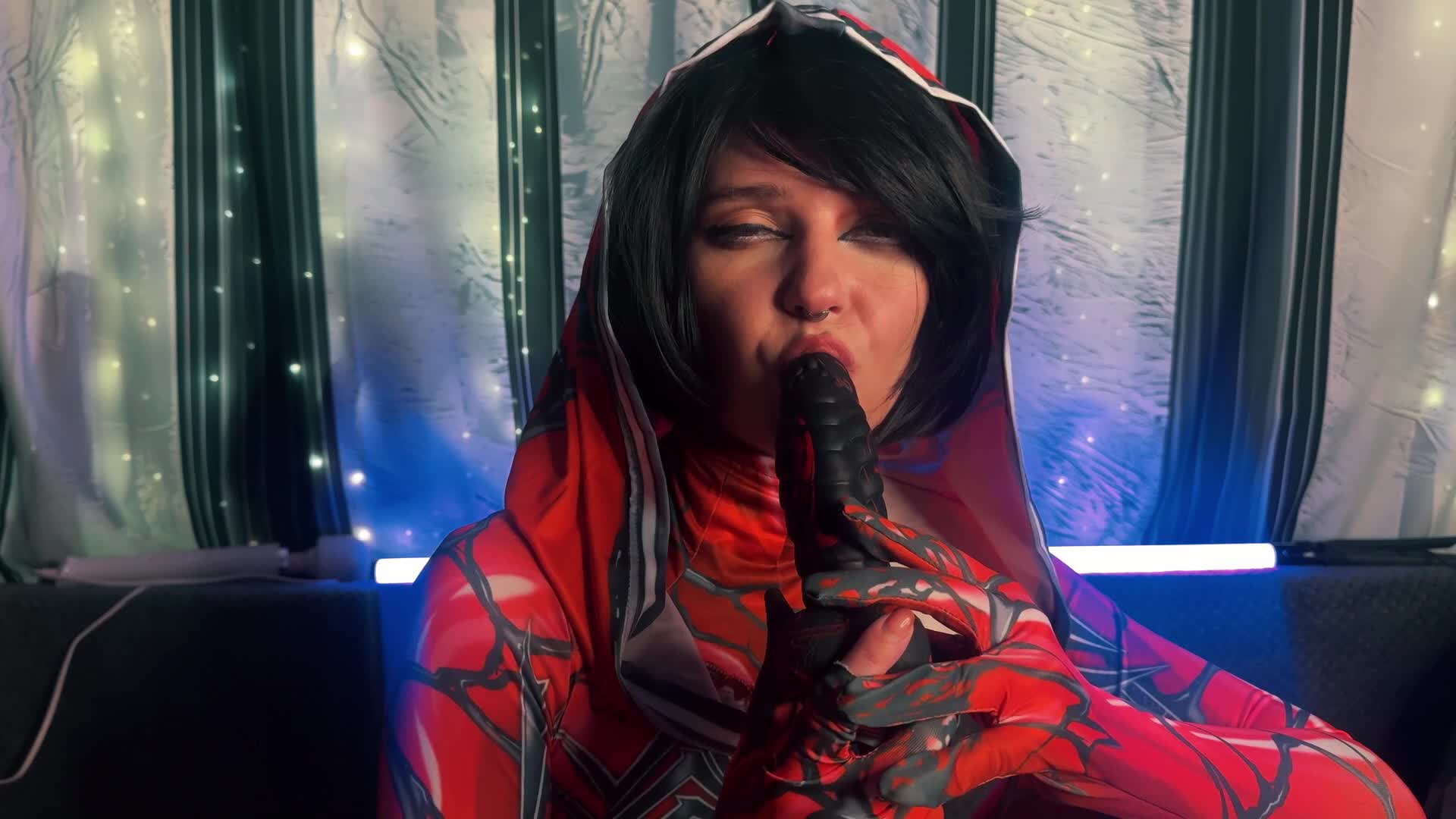 Carnage Cosplay- Dildo Sucking Blowjob