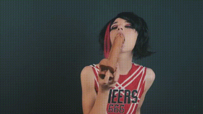 Emo Cheerleader Dildo Blowjob