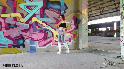 Walking And Teasing In My White PVC Buckle Boots Part 2