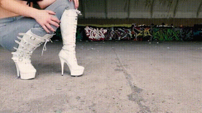 White PVC Boots & Jeans Tease W ASMR Sounds
