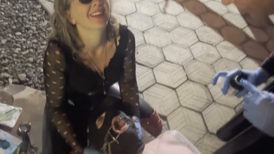 Extreme outdoor night needle play