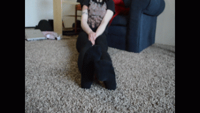 Amber Poses Her Sexy Socked And Bare Feet
