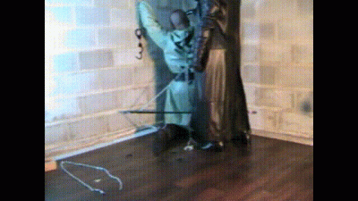 Leather Lady Is A Sadist. The Mistress Brings Up A Slave