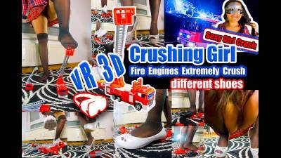 Girl Totally Destroys 5 Fire Engines She Smashes 5 Cars In A Row And With 4 Different Shoes Ballerinas Sneakers High Heels