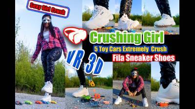 VR Virtual Reality VR 3D 5 Toy Cars Trample Them Really Hard Girl Trample Destroy 5 Toy Cars And Trample Them Really Hard And Make Them Small, Jump, Trample, Bounce And Kick Them Really Small