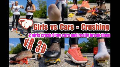 2 Girls 9 Toy Cars 2 Girls Crash The Cars And Really Break Them, They Jump, Jump, Destroyed, Kicked, Trampled, Smashed, Broken Plastic Car