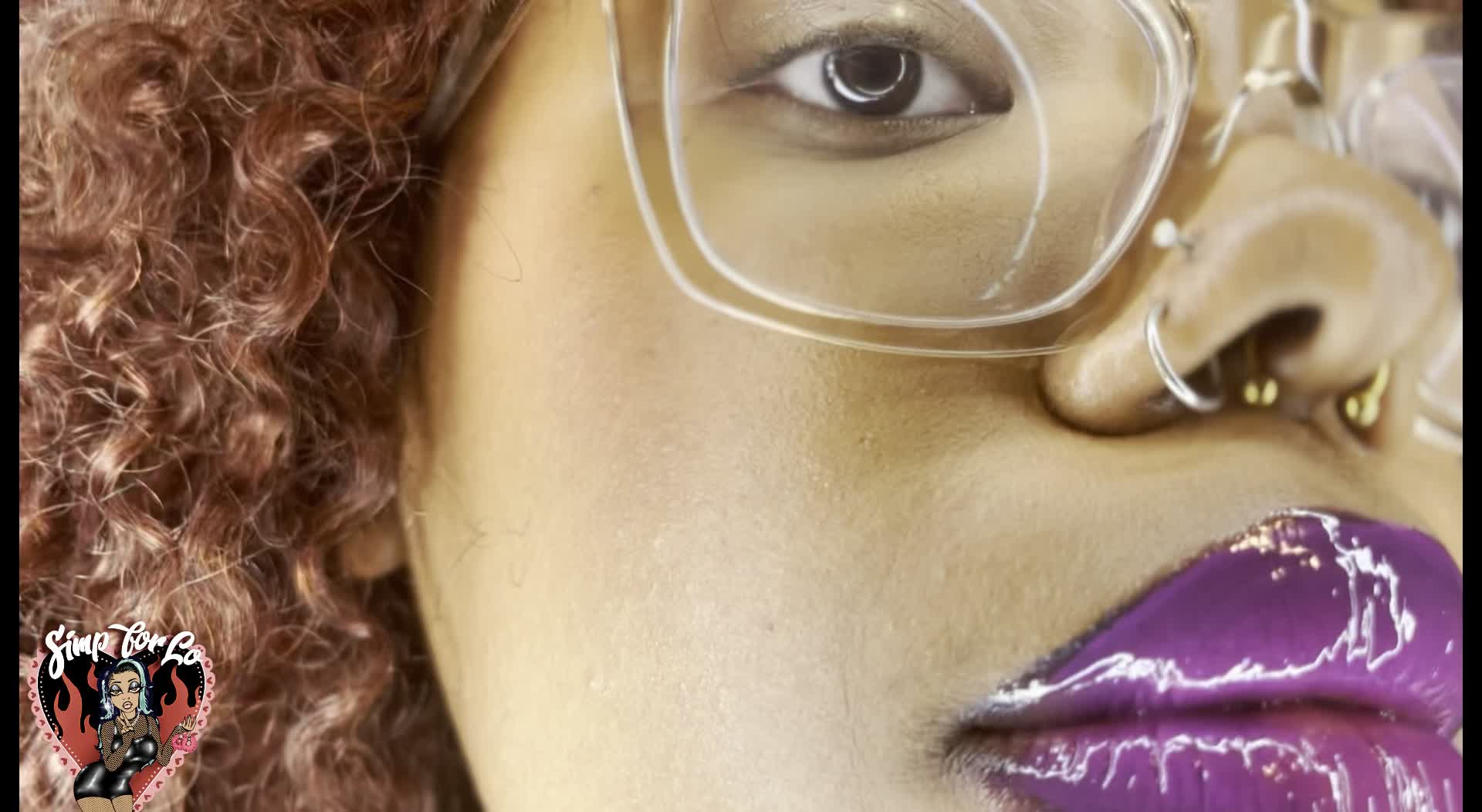 Purple Lipgloss Chewing Gum And Blowing Bubbles