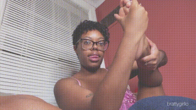 Ebony Feet & Lips Stroking JOI