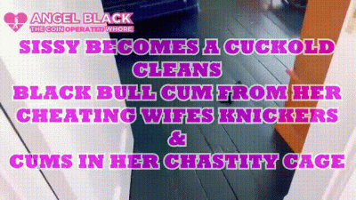 Cuckold Loser Sissy Eats Black Bulls Cum From Wife's Cheating Knickers & Cums In Chastity Cage