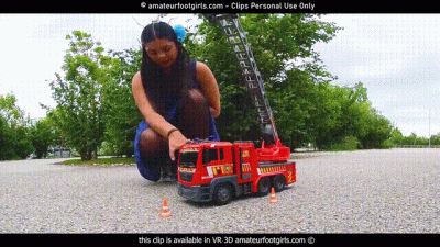 Big Large Fire Truck Trample 2 Girls Destroy With Ballerinas And Sneakers, They Kick Hard Until Everything Is Completely Broken HD