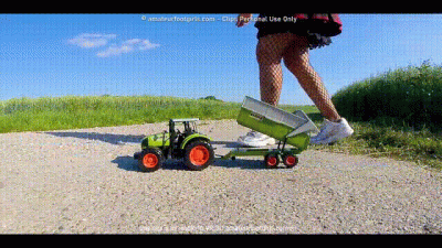Sexy Trample Gypsy Girl With A Trample In Fishnet Tights Trample A Big Tractor And Sneakers, They Kick Hard Until Everything Is Completely Broken New