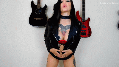 Leather Jacket JOI Stroke To My Sexy Body In Leather Jacket, Thong, Choker, Pasties & Spiked Heels