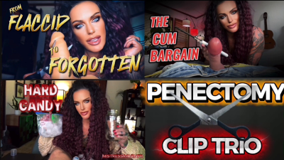 Penectomy Fantasy Trio: Mistress Raven's Brutal Cock Amputation Humiliation- 60% Off Bundle
