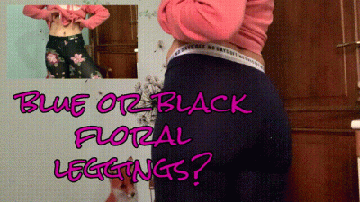 Two New Pairs Of Leggings Blue And Black With Flowers