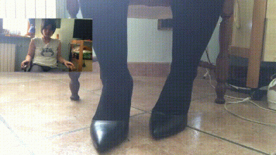 Toe Tapping With Black Pantyhose And High Heels