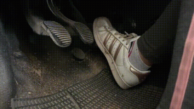 Pedal Pumping With Adidas Super Sneakers And Then Barefoot