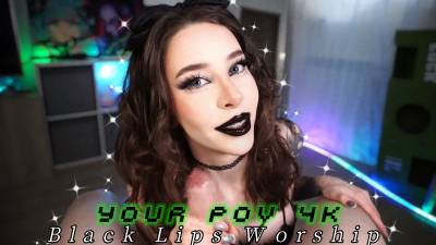 Your POV 4k: Black Glossy Lips Worship Your Dick, Gag Loudly