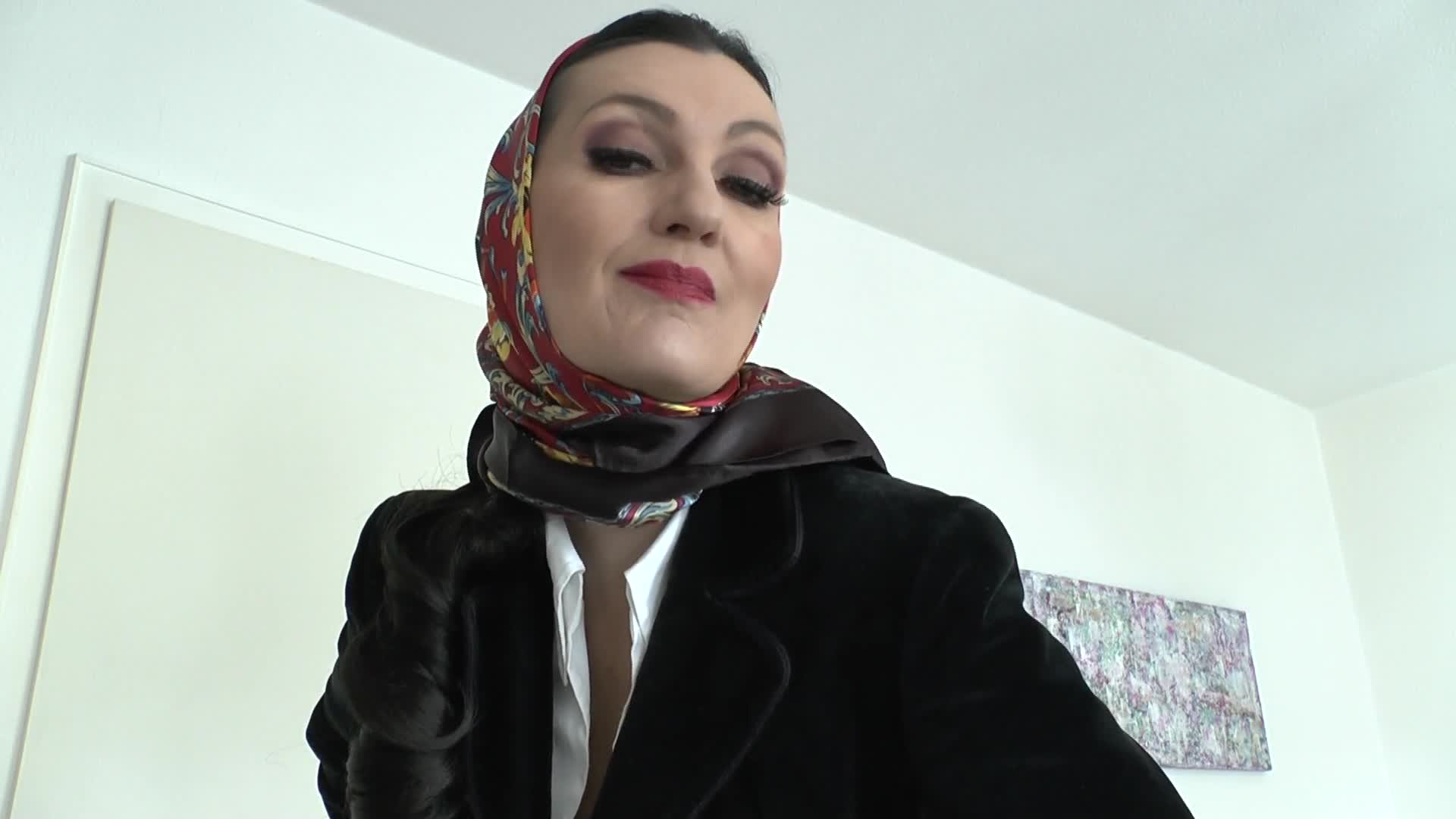 Elegant, Shiny Satin Headscarf Fashion Show, JOI, Lady Victoria Valente