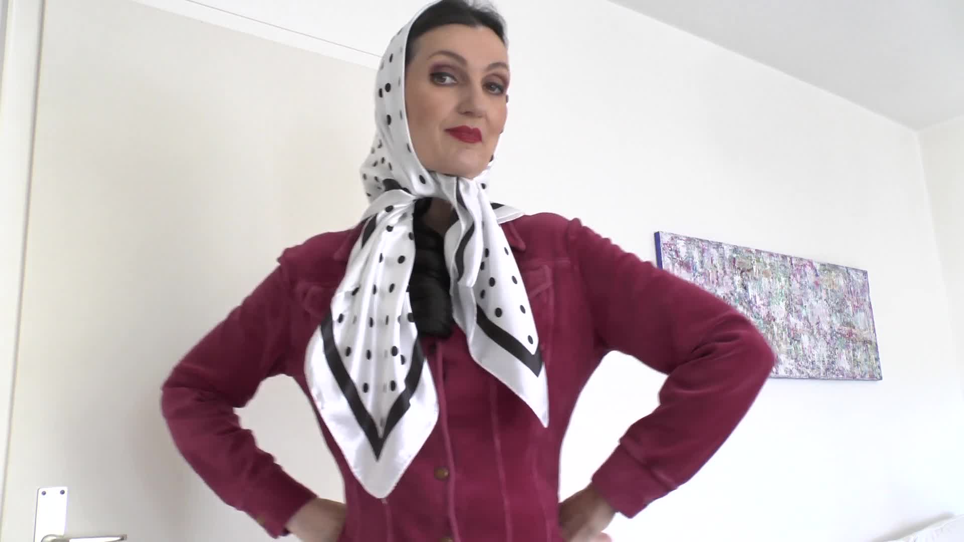 Demonstration Of Beautiful Satin Headscarves, JOI, Lady Victoria Valente
