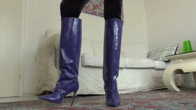 Ballbusting POV Training Purple Patent Boots