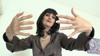 Beautiful Long Fingernails And Hand Shots In Silk Blouse