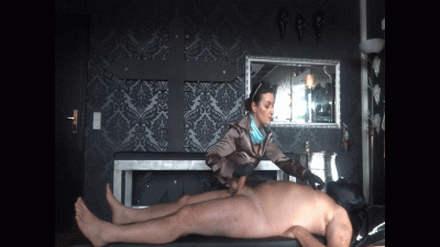 Violent Handjob In Satin Outfit