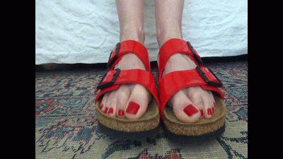 Toe Fetish Wiggling My Toes In Red Patent Leather Birkenstock Part 2