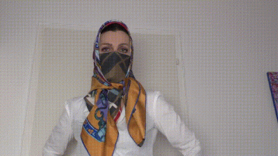 Styling Of Silk Fabric Mask And Headscarf And You Masturbate!