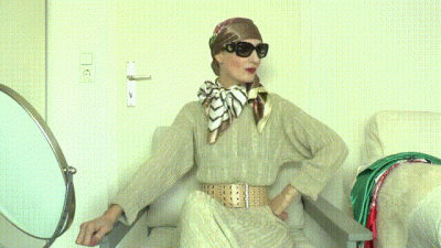 Satin Scarves Neckerchiefs With Beige Knit Dress