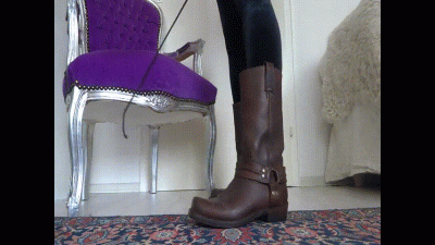 POV: Ballbusting With Brown Biker Booties