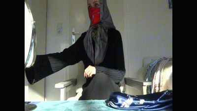 Trying On Different Scarf Masks With Headscarves