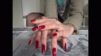 Long Dark Red Fingernails