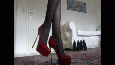 Perfect Long Legs And Heels Red Platform Heels