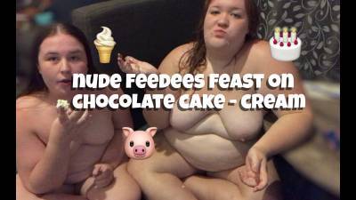 BBW Feedees Feast On Cake In The Nude!!