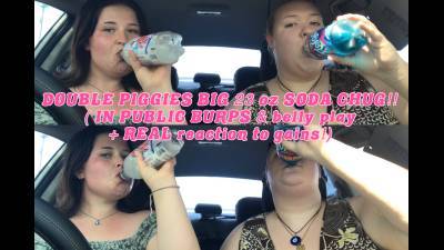 Double Goddesses Big 23 Oz Soda Chug!! (In Public Burps & Belly Play + Real Reaction To Gains!)