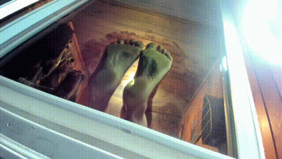 Feet Pressed To Window Peeping Tom