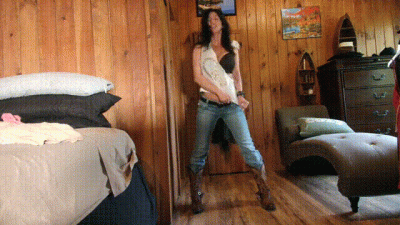 Sexy Seductive Shirt Ripping MILF In Jeans And Boots