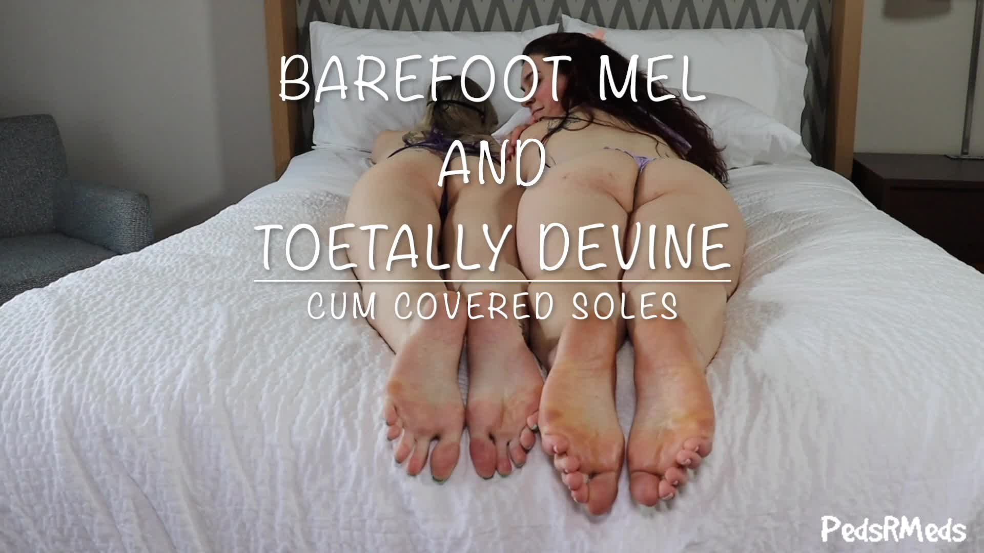 Barefoot Mel And Toetally Devine Cum Covered Soles