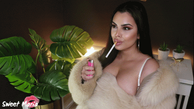 Practicing Smoke Tricks In Furs & Topless