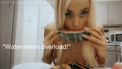 "Supernatural Bein Witch Goddess Beautiful Lovely Try's To Act Human Sushi & Watermelon Mukbang!"