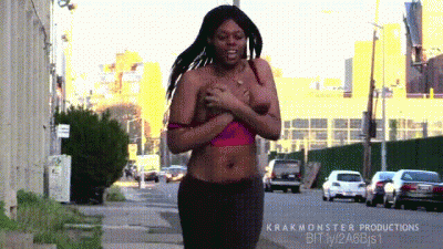 Big Boob Jogger vs White Baseball Bitch: Running Big Tits Bouncing Out Of Bra, + Street Strip Fight With White Girl: J Rose vs Jordana Leigh