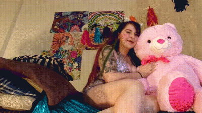 HD Sexy Femdom Giant Teddy Bear Edging Her Pretty Pussy! Pussy Edging Destruction Of Mr.Teddy