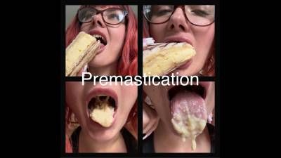 Sensual Drooling Eating Cream Cake Premastication