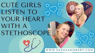 Cute Young Girls Listen To Your Heart Stethoscope