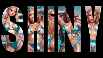 Shiny Turquoise Bikini Photo Set
