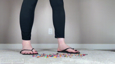 Giantess In Flip Flops Trampling Tiny People Figurines