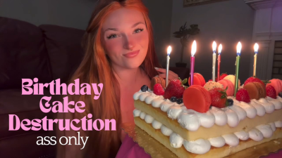 Birthday Cake Destruction Ass Only Cake Sitting Mess BBW Big Jiggly Booty Goddess Verbal Humiliation