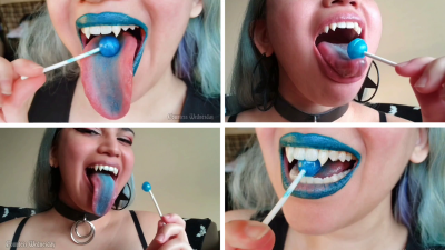 Creature Of The Night Lollipop Mouth Fetish Compilation With Demoness Countess Wednesday Long Tongue, Teeth Fetish, Licking, Sucking, Vore ASMR Mp4 1080P